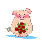 канва с рисунком "свинка" к-011