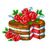 канва с рисунком "тортик с розами" к-020
