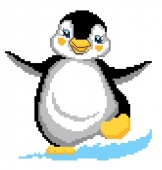 канва с рисунком "счастливый пингвин" к-002