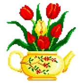 канва с рисунком "тюльпаны в чайничке" к-016